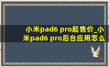 小米pad6 pro起售价_小米pad6 pro后台应用怎么关闭